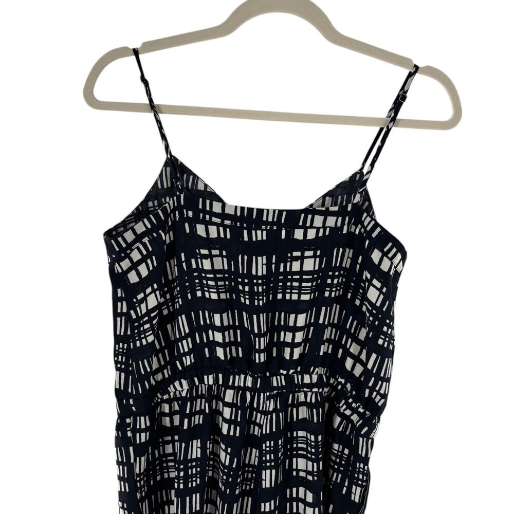 Madewell Navy Blue Brushstroke Plaid Sleeveless Ankle Tie Jumpsuit - Picture 6 of 11